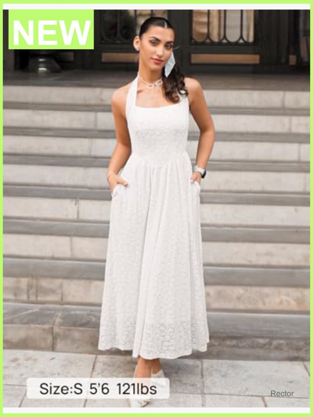 Sleeveless Floral Halter Maxi Dress - Flowy A-Line Midi Dress - Picture 2 of 7